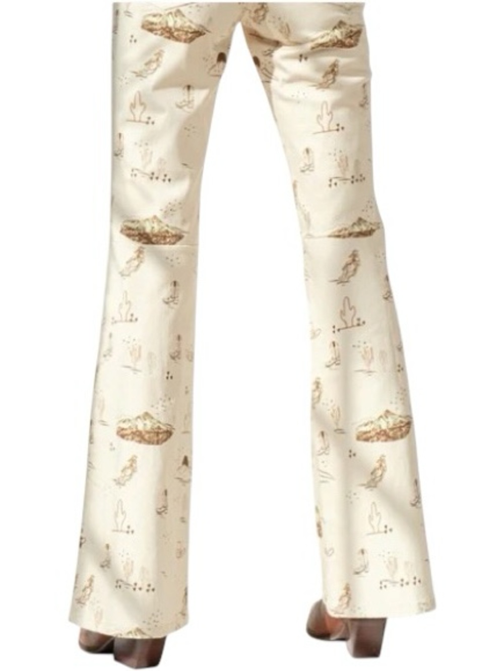 New blue b Cream Brown Rodeo Horse Cactus Cowboy Boots Hat Flare Pull On Pants - Picture 6 of 7